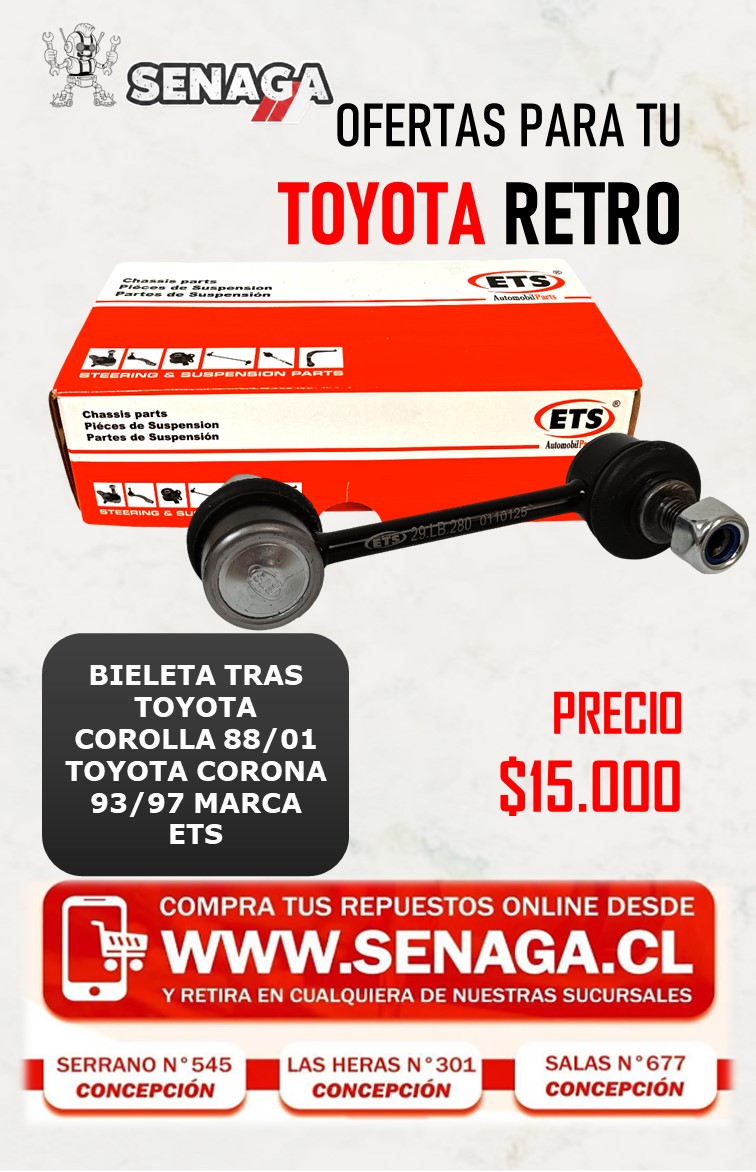 BIELETA TRAS COROLLA 88/01 CORONA 93/97 ETS