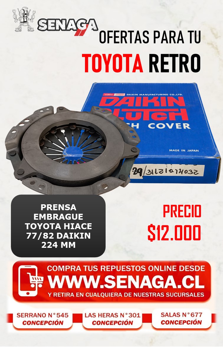 PRENSA EMBRAGUE HIACE 77/82 DAIKIN 224 MM